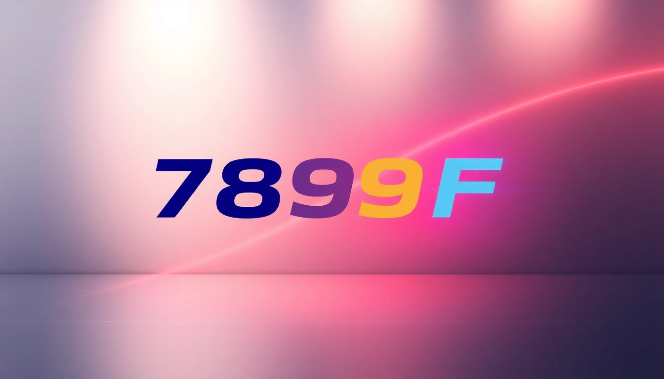 789F logo displayed on a high-tech digital screen, representing branding and online presence with modern design elements.