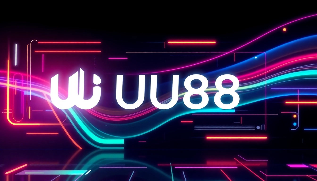 Dynamic image showcasing the UU88 brand logo on a vibrant digital interface design, highlighting innovation and user engagement.