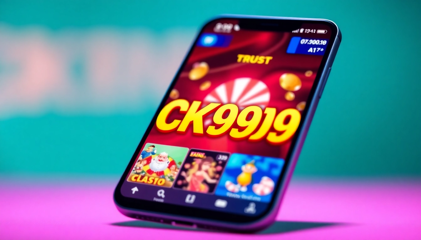 CK999 app-powered mobile casino interface showcasing live betting and slots on a sleek smartphone for seamless gaming.