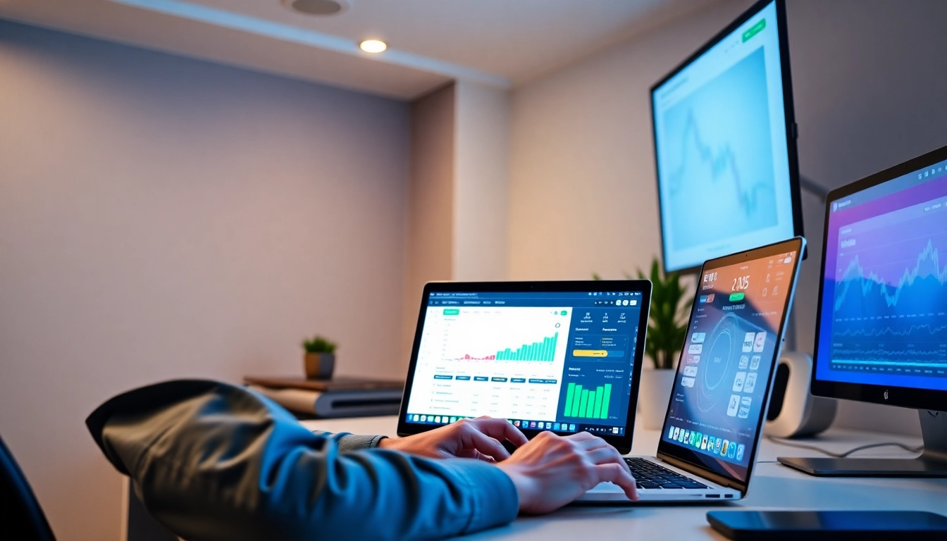 Earn cash online with easy tasks, using a laptop in a modern workspace for increased income opportunities.