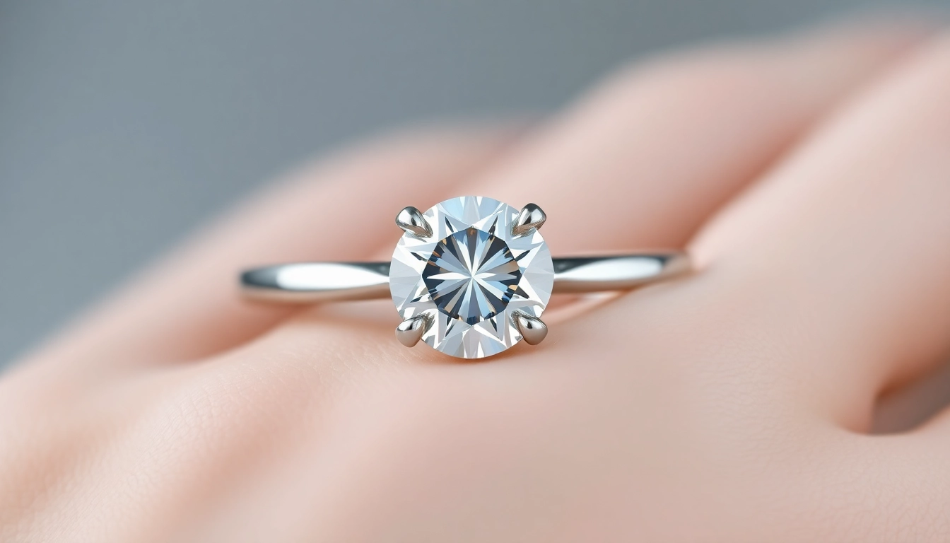 Elegant engagement rings with a lab-grown diamond showcasing brilliance, set in a sleek platinum band, appealing and accessible.