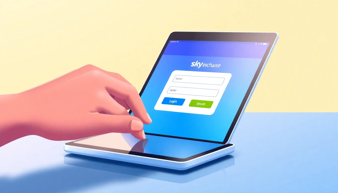 Sky exchange login process with a user securely entering details on a modern platform, highlighting ease of access and user-friendly design for betting and gaming.