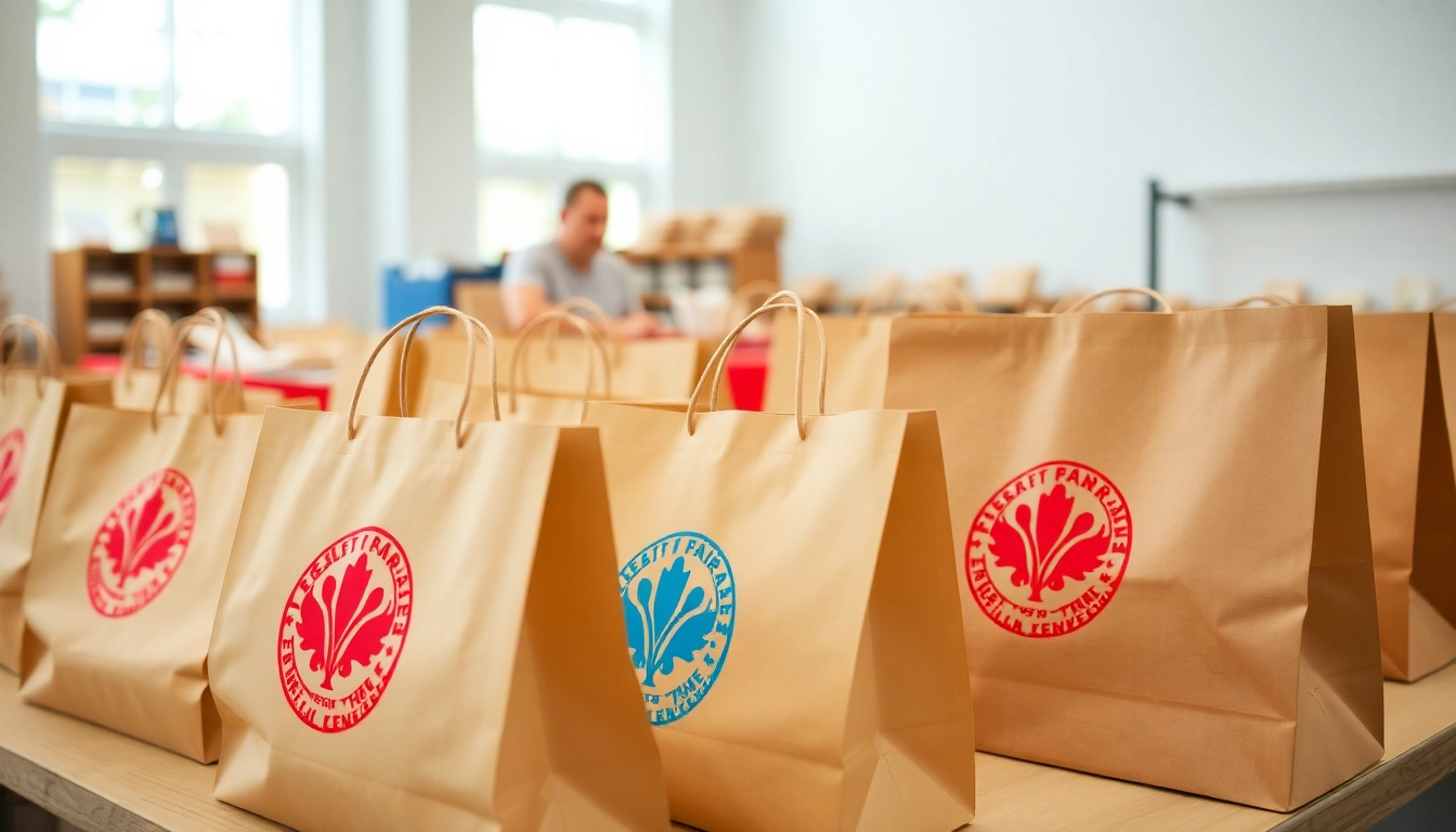 High-quality torba papierowa with custom printing being prepared in a professional packaging